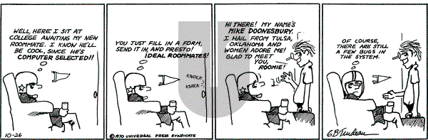 Doonesbury - Monday October 26, 1970 Comic Strip