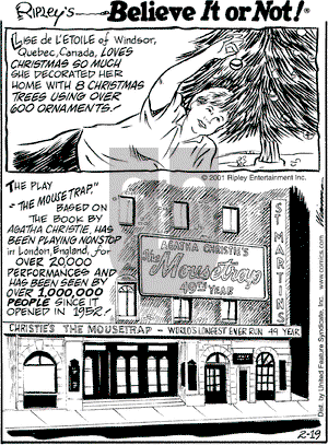 Ripley's Believe It or Not on Monday February 19, 2001 Comic Strip