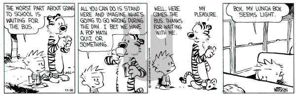 Calvin and Hobbes on Saturday November 30, 1991 Comic Strip