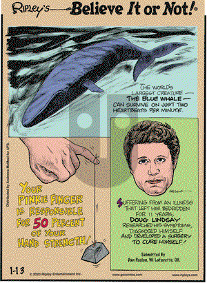 Ripley's Believe It or Not on Monday January 13, 2020 Comic Strip