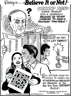 Ripley's Believe It or Not on Wednesday April 22, 1998 Comic Strip