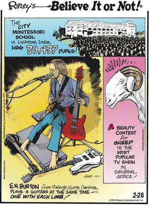 Ripley's Believe It or Not - Tuesday February 26, 2013 Comic Strip