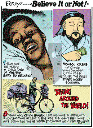 Ripley's Believe It or Not on Tuesday December 29, 2009 Comic Strip