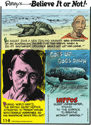 Ripley's Believe It or Not on Saturday November 9, 2013 Comic Strip
