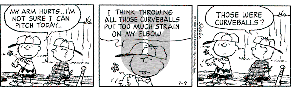 Peanuts - Tuesday July 9, 1996 Comic Strip