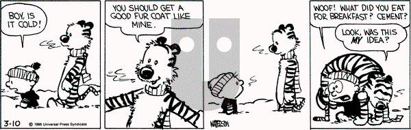 Calvin and Hobbes on Monday March 10, 1986 Comic Strip