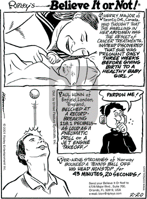 Ripley's Believe It or Not on Friday April 13, 2001 Comic Strip