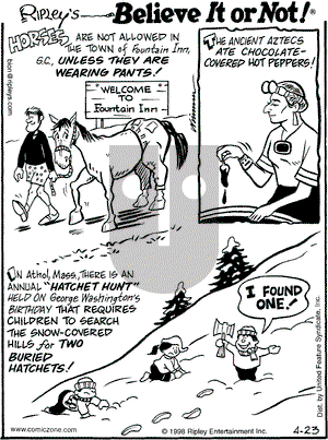 Ripley's Believe It or Not on Thursday April 23, 1998 Comic Strip