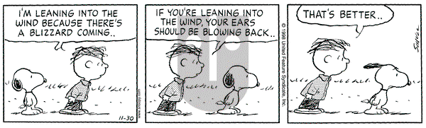 Peanuts on Monday November 30, 1998 Comic Strip