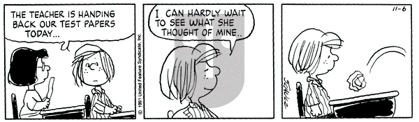 Peanuts on Wednesday November 6, 1991 Comic Strip
