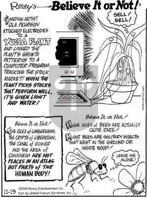 Ripley's Believe It or Not on Saturday November 13, 1999 Comic Strip