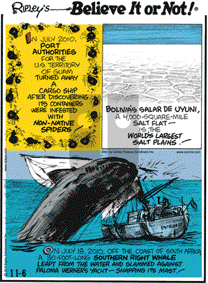 Ripley's Believe It or Not on Saturday November 6, 2010 Comic Strip