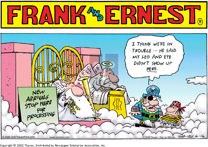 Frank and Ernest on Sunday June 16, 2002 Comic Strip