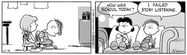 Peanuts on Tuesday November 16, 1999 Comic Strip
