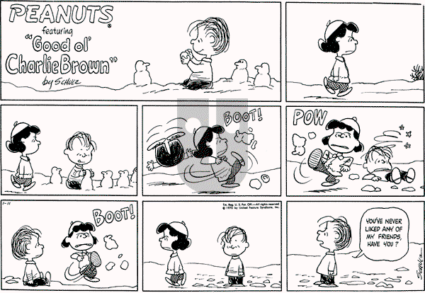 Peanuts - Sunday January 11, 1970 Comic Strip