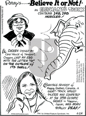 Ripley's Believe It or Not on Friday April 24, 1998 Comic Strip