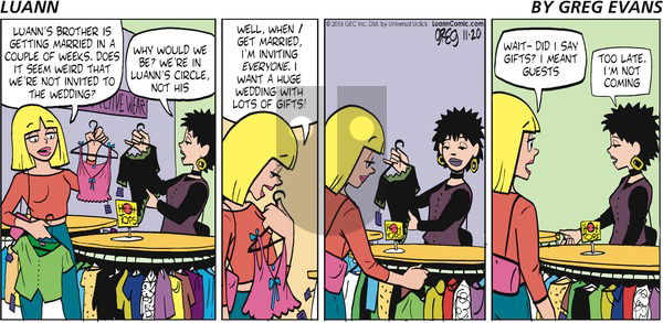 Luann on Sunday November 20, 2016 Comic Strip