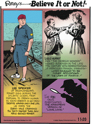 Ripley's Believe It or Not on Friday November 20, 2020 Comic Strip
