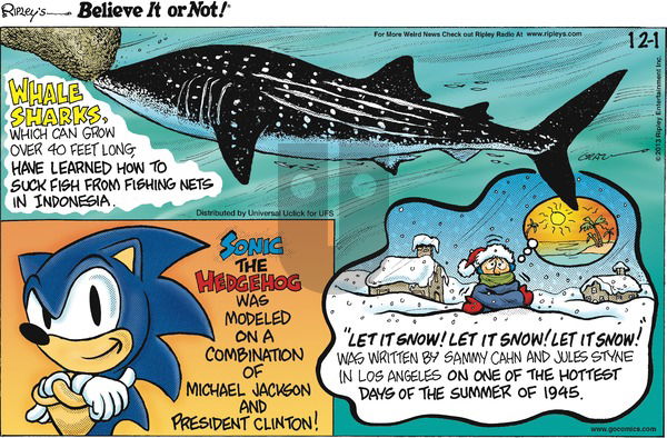 Ripley's Believe It or Not on Sunday December 1, 2013 Comic Strip