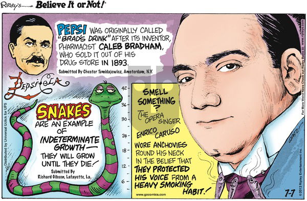 Ripley's Believe It or Not on Sunday July 7, 2013 Comic Strip