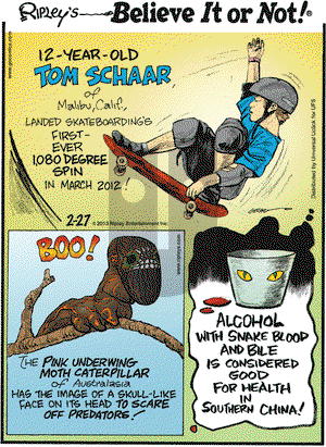Ripley's Believe It or Not on Wednesday February 27, 2013 Comic Strip