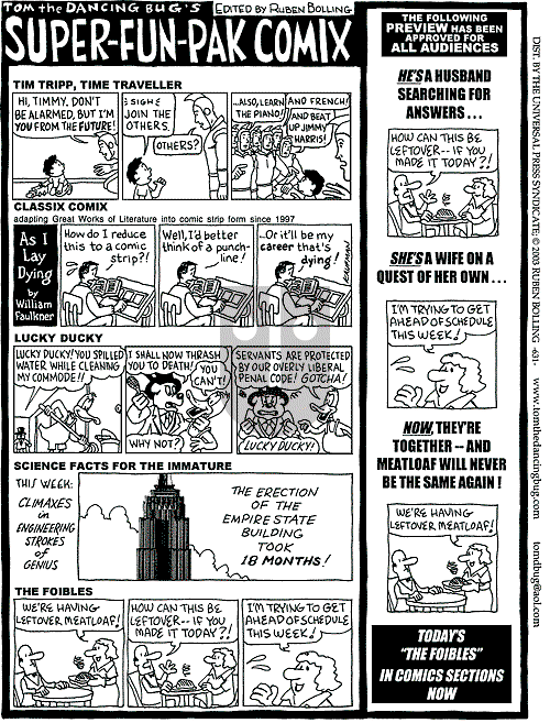 Tom the Dancing Bug on Saturday January 11, 2003 Comic Strip
