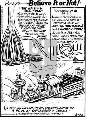 Ripley's Believe It or Not on Thursday February 22, 2001 Comic Strip