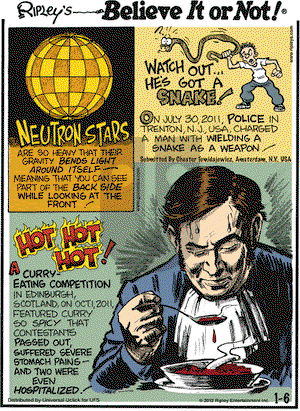 Ripley's Believe It or Not - Friday January 6, 2012 Comic Strip