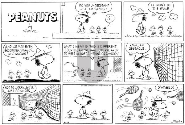 Peanuts on Sunday June 26, 1988 Comic Strip