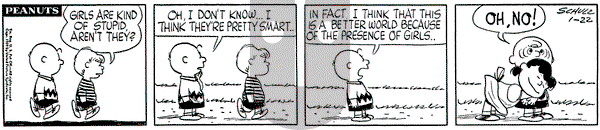 Peanuts on Thursday January 22, 1959 Comic Strip
