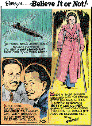 Ripley's Believe It or Not on Thursday July 25, 2013 Comic Strip