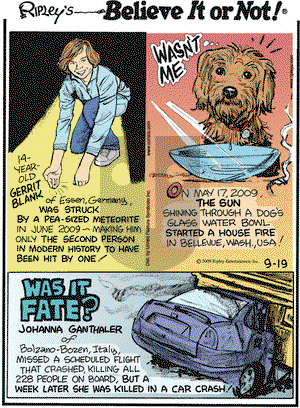 Ripley's Believe It or Not on Saturday September 19, 2009 Comic Strip