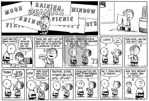 Peanuts on Sunday July 19, 1959 Comic Strip