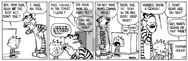 Calvin and Hobbes on Monday January 29, 1990 Comic Strip