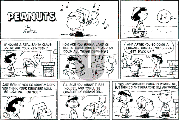 Peanuts - Sunday December 17, 1995 Comic Strip