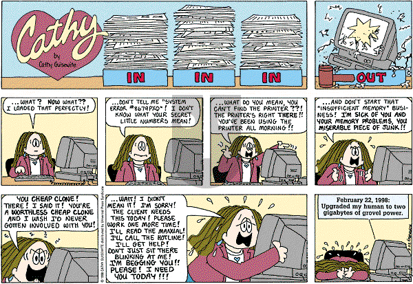 Cathy Classics - Sunday February 22, 1998 Comic Strip