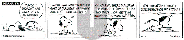 Peanuts on Saturday July 17, 1965 Comic Strip