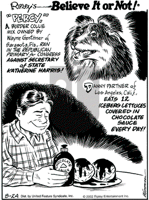 Ripley's Believe It or Not on Saturday August 24, 2002 Comic Strip