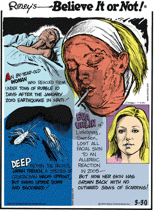 Ripley's Believe It or Not on Tuesday March 30, 2010 Comic Strip