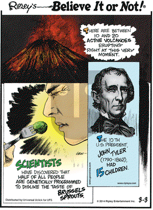 Ripley's Believe It or Not on Monday March 3, 2014 Comic Strip