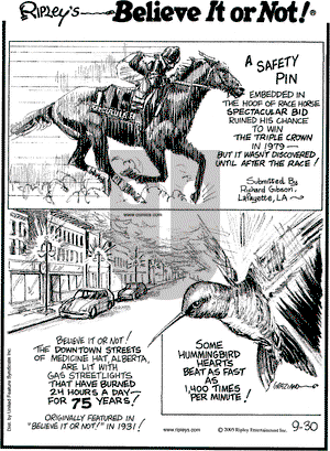 Ripley's Believe It or Not on Friday September 30, 2005 Comic Strip