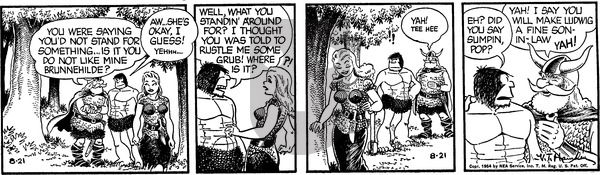 Alley Oop on Saturday August 21, 1954 Comic Strip