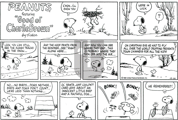 Peanuts - Sunday December 26, 1982 Comic Strip