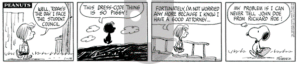 Peanuts on Friday January 14, 1972 Comic Strip