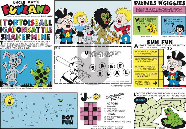 Uncle Art's Funland on Sunday September 15, 2024 Comic Strip