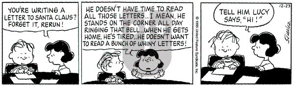 Peanuts on Saturday December 23, 1995 Comic Strip