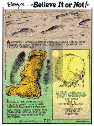 Ripley's Believe It or Not on Saturday July 10, 2021 Comic Strip