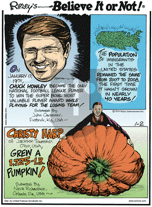 Ripley's Believe It or Not on Saturday January 2, 2010 Comic Strip