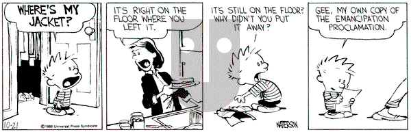 Calvin and Hobbes on Tuesday October 21, 1986 Comic Strip