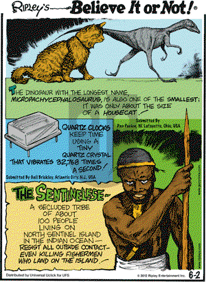 Ripley's Believe It or Not on Saturday June 2, 2012 Comic Strip